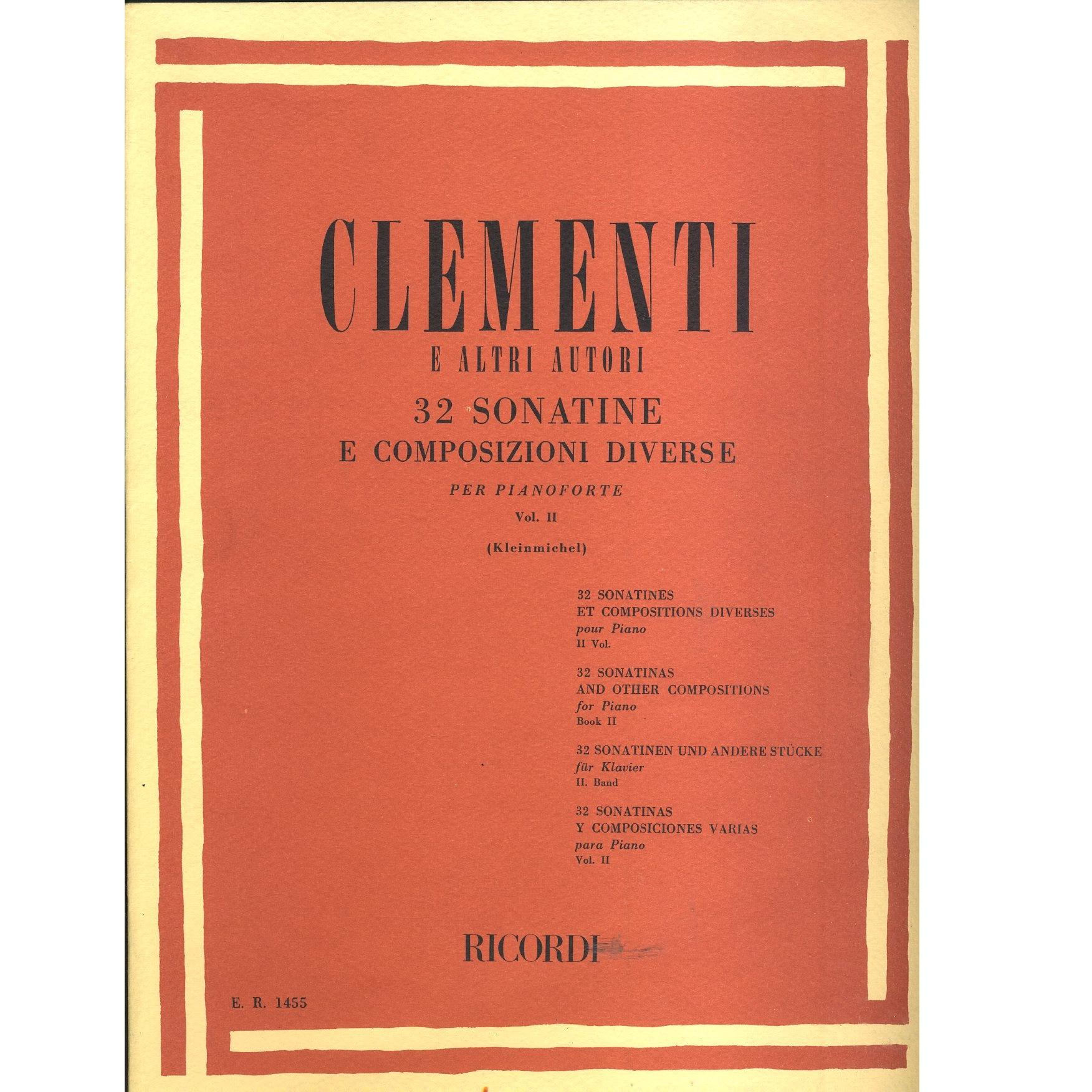 Clementi 32 Sonatine e composizioni diverse per pianoforte vol. II (Kleinmichel) - Ricordi