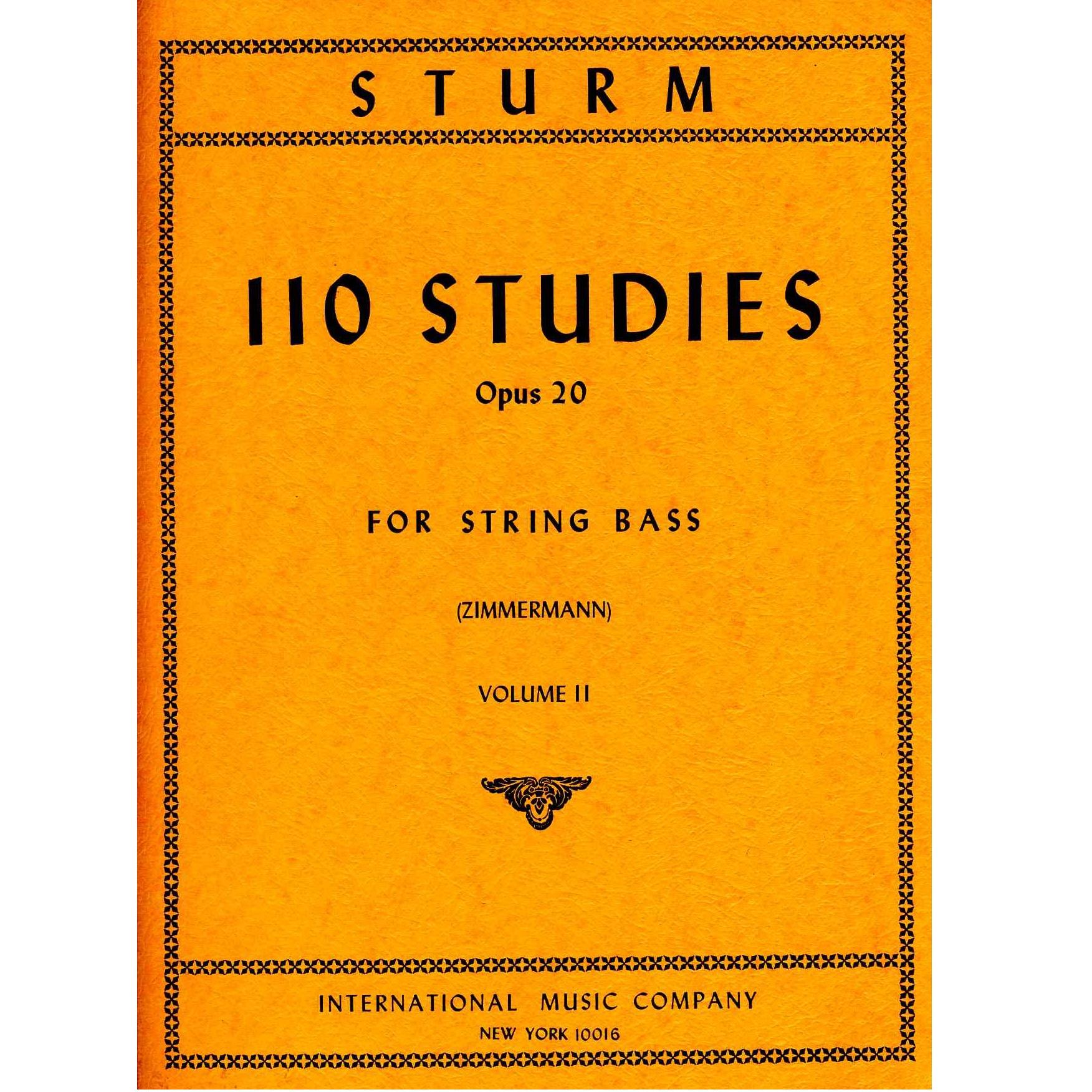 Sturm 110 Studies Opus 20 for String Bass (Zimmermann) Volume II - International Music Company 