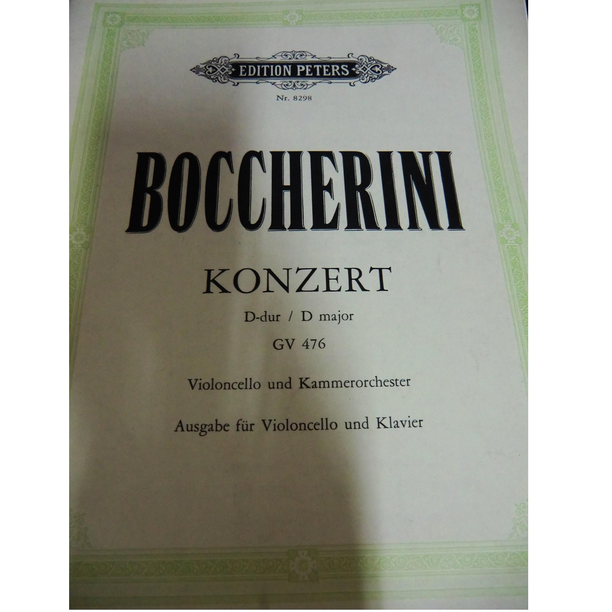Boccherini Konzert D-dur / D major GV 476 Violoncello und Kammerorchester - Edition Peters 