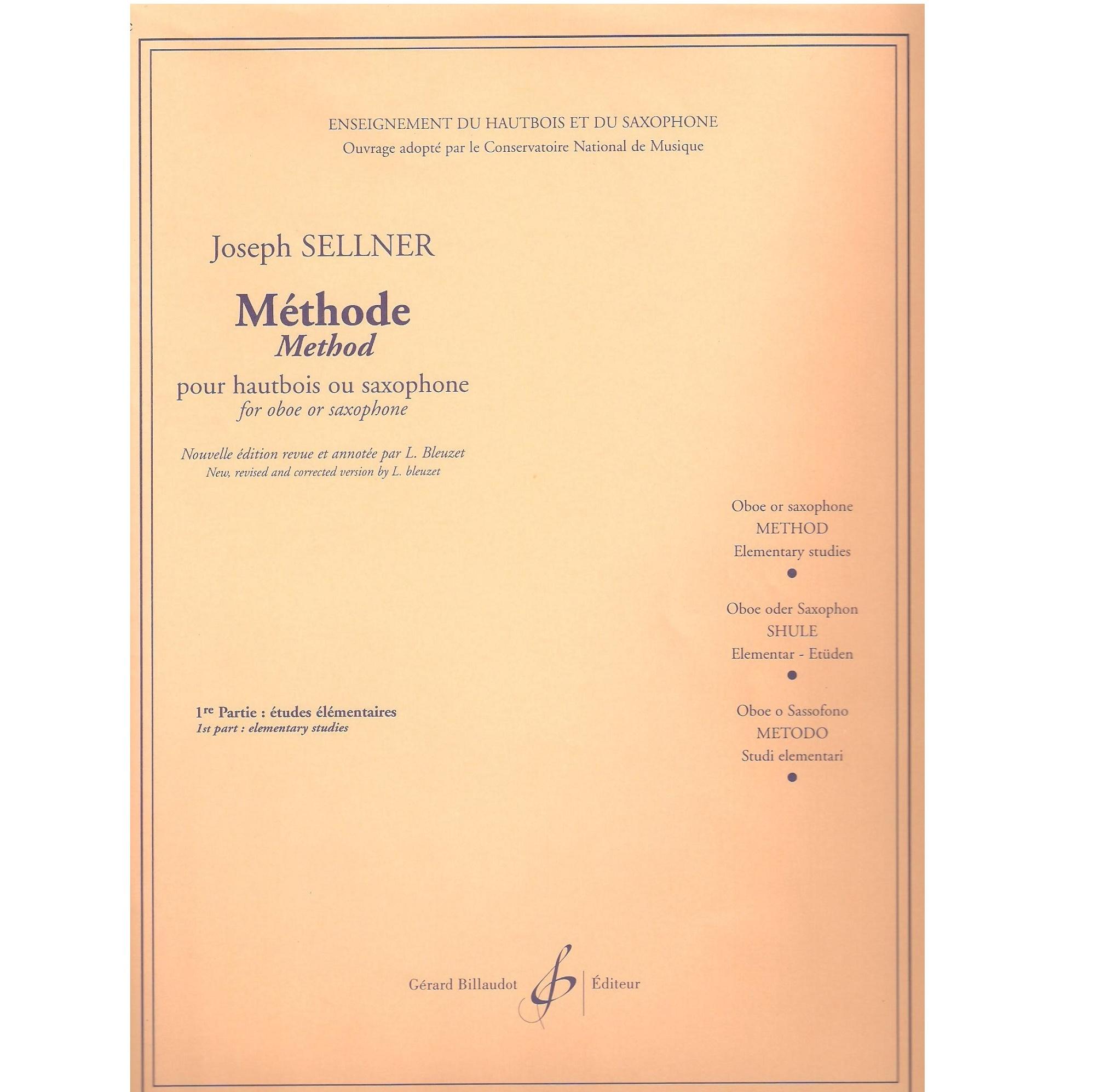 Joseph Sellner MÃ©thode pour hautbois ou saxophone - GÃ©rard BILLAUDOT 