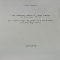 The complete edition of Don Carlos by Giuseppe Verdi - GÃ¼nther Ursula 