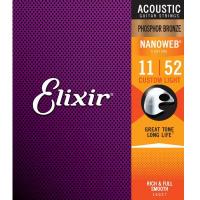 Elixir 16027 (11-52) Nanoweb Coating Phosphor Bronze Custom Light Muta di corde per chitarra acustica _1