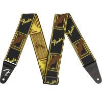 Fender WeighLess Monogram Strap, Black/Yellow/Brown 2